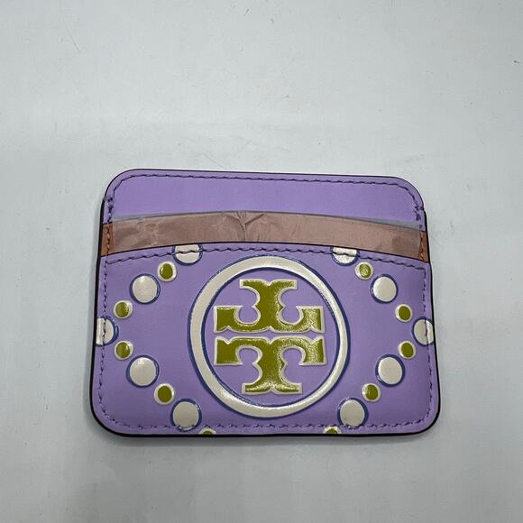 Tory Burch T Monogram Contrast Card Case Lavender Ivory NEW - Picture 3 of 6